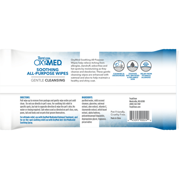 OxyMed Soothing Pet Wipes TropiClean Pet Products for Dogs and Cats