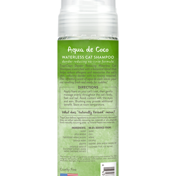 Waterless Cat Shampoo Dander Reducing TropiClean Pet Products for