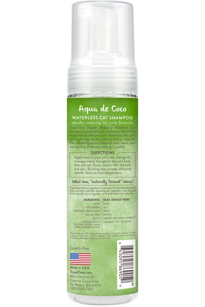 Waterless Cat Shampoo Dander Reducing TropiClean Pet Products for