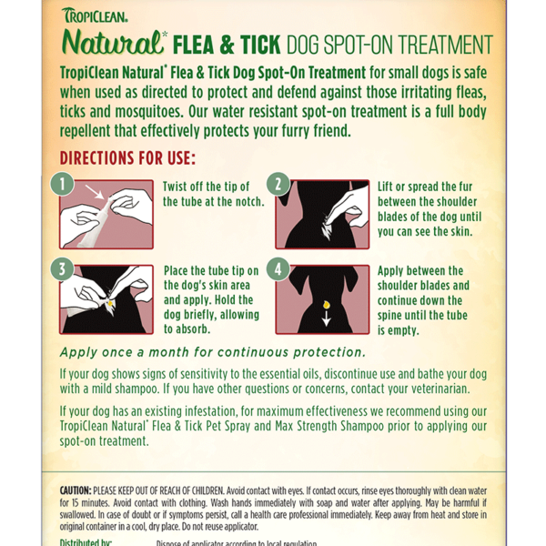 TropiClean Natural Flea and Tick Spot On Treatment for Small Dogs