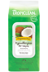 Tropiclean Fragrance Free Hypoallergenic Deodorizing Wipes For Dogs Puppies And Cats