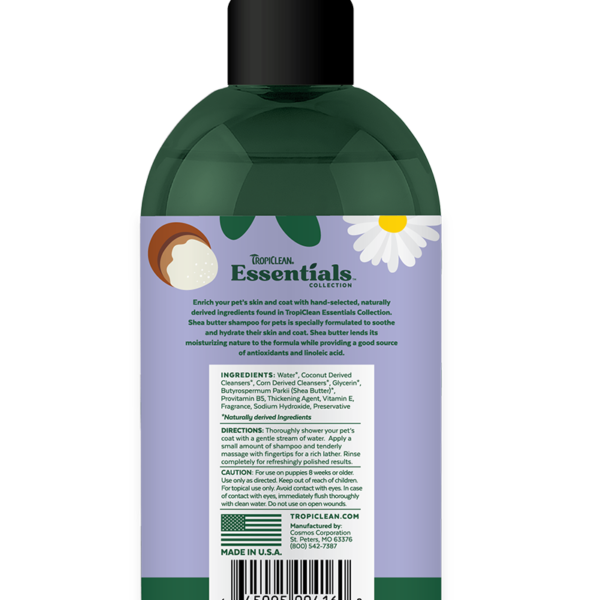 Essentials Shea Butter Shampoo for Dogs, Puppies and Cats TropiClean